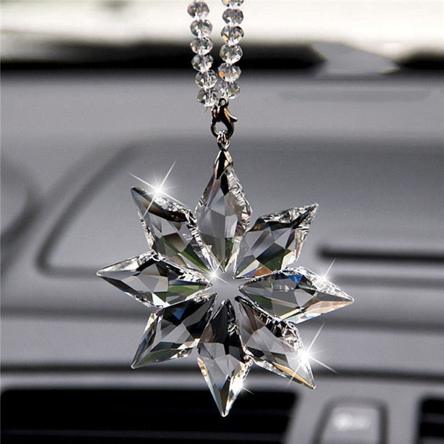 Car Pendant Transparent Crystal Snowflakes Decoration